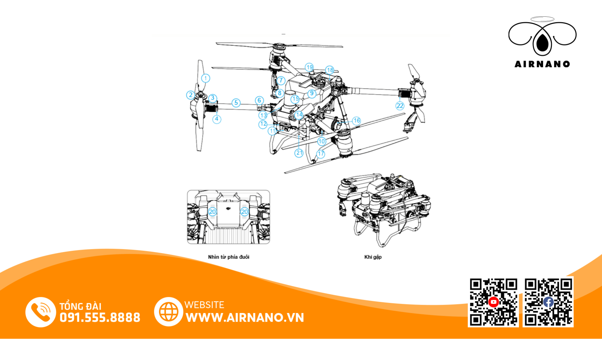 Cấu tạo của drone phun thuốc